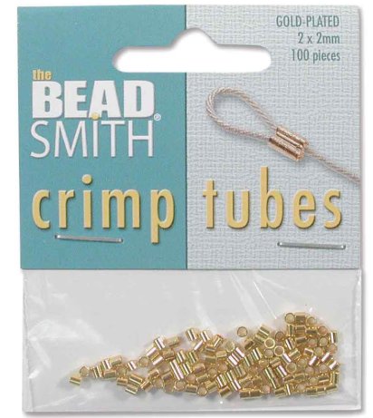 TUBE CRIMP 2X2MM SILVER & Gold PLATE- CD/100