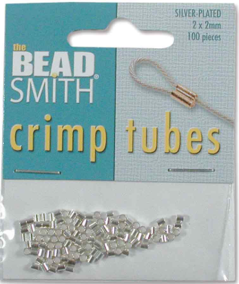TUBE CRIMP 2X2MM SILVER & Gold PLATE- CD/100